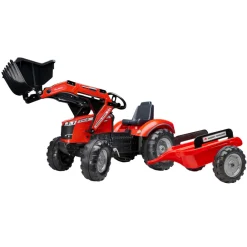 Falk Legetøj|Massey Ferguson S8740 frontlæsser med vogn Rød