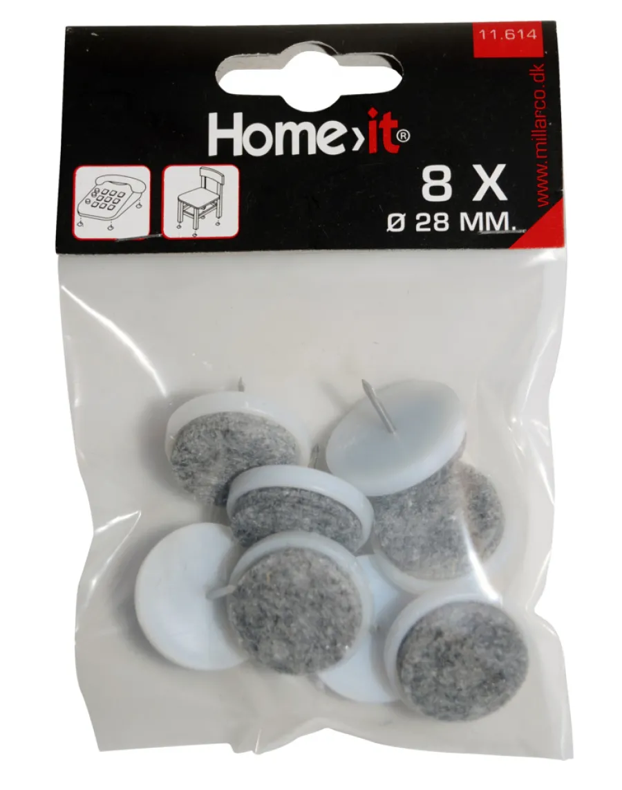HOME it Filtpuder|Filtpuder med søm Ø28 mm grå - 8 stk.