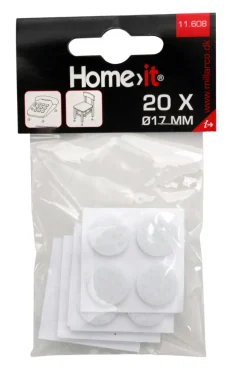 HOME it Filtpuder|Filtpuder selvklæbende Ø17 mm hvid - 20 stk.