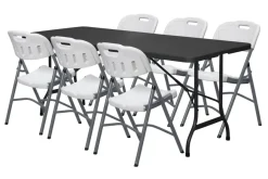 Telte & Campingmøbler|Haveborde|Foldebord metal/plast 180 x 75 cm Sort