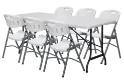 Telte & Campingmøbler|Haveborde|Foldebord stål/plast 180 x 75 cm Hvid