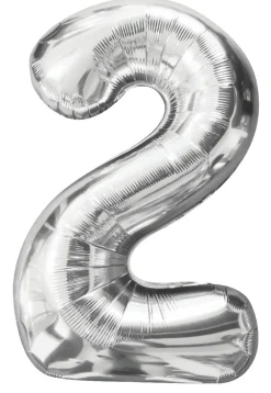 Pynt & Festudstyr|Folieballon nummer 2 H60 cm sølv