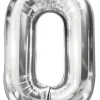 Pynt & Festudstyr|Folieballon nummer 0 H60 cm sølv