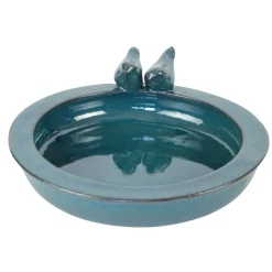 Gardenlife Bird Fuglefrø & Fuglehuse|Fuglebad keramik Ø32,1 cm Petroleum