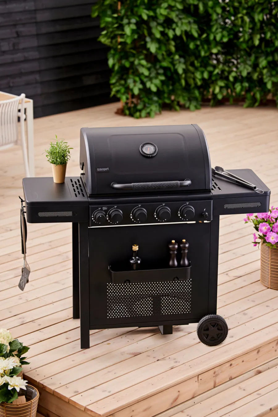 Grillexpert® Gasgrill|Gasgrill m/4 brændere & bagbrænder - Sort
