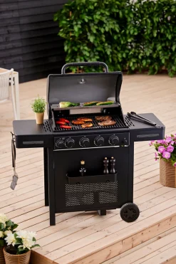 Grillexpert® Gasgrill|Gasgrill m/4 brændere & bagbrænder - Sort
