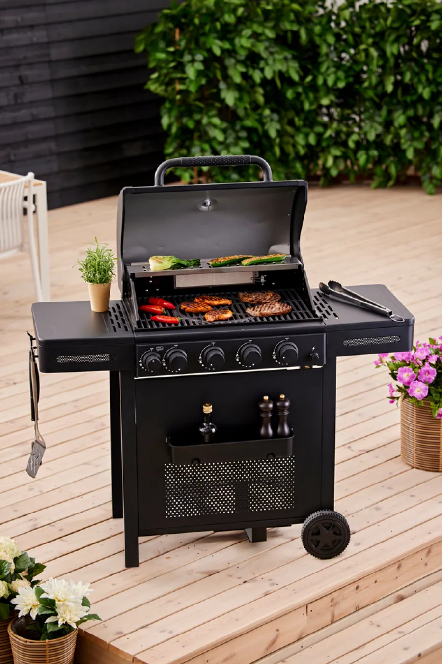 Grillexpert® Gasgrill|Gasgrill m/4 brændere & bagbrænder - Sort