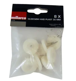 HOME it Filtpuder|Glidesøm Ø30 mm hvid plast - 8 stk.