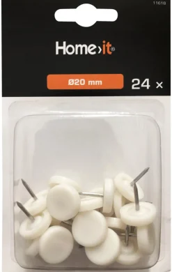 HOME it Filtpuder|Glidesøm Ø20 mm hvid plast - 24 stk.