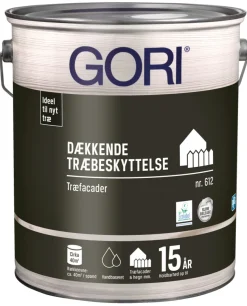 GORI Træbeskyttelse|612 dækkende træbeskyttelse renhvid 5 liter Renhvid (RAL 9010)