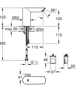 Grohe Håndvaskarmatur|Bau Cosmo E håndvaskarmatur m/sensor