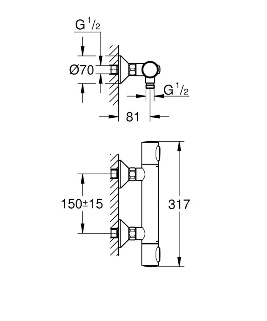 Grohe Blandingsbatterier Til Bad Og Brus|Precision Flow termostatbatteri til brus sort Mat sort