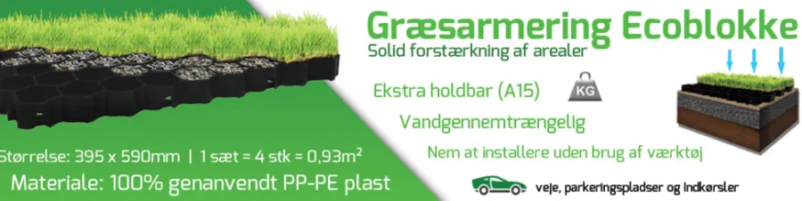 Bedafgrænsning & Minihegn|Græsarmering ecoblokke 395 x 590 mm