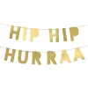 Pynt & Festudstyr|Guirlande i guld glitter med Hip Hip Hurra