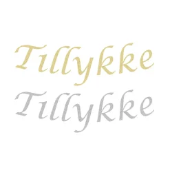 Pynt & Festudstyr|Guirlande i sølv eller guld glitter med Tillykke