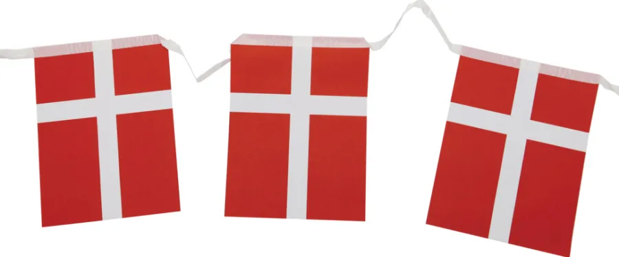 Pynt & Festudstyr|Guirlande m/8 stk. flag papir