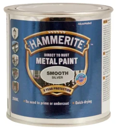 Hammerite Metalmaling Udendørs|Træ- & Metalmaling|metalmaling glat effekt 250 ml Sølv