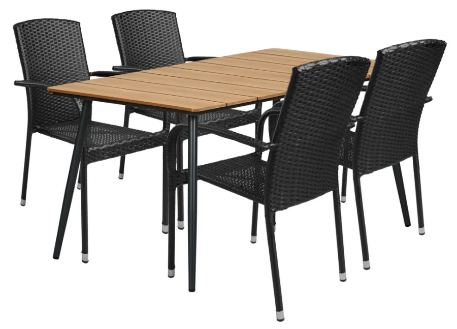 Sunlife® Sæsonafslutning|Haveborde|Havebord Beijing sort/teak 148 x 85 cm - Teak/sort