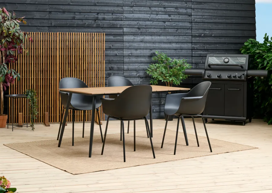 Sunlife® Sæsonafslutning|Haveborde|Havebord Beijing sort/teak 148 x 85 cm - Teak/sort