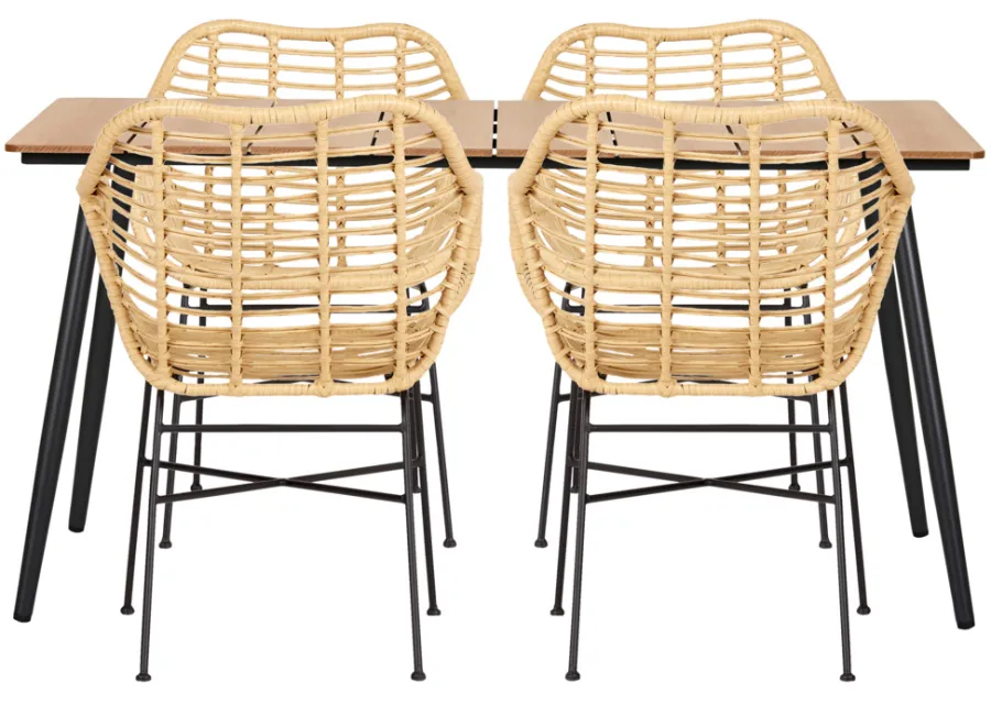 Sunlife® Sæsonafslutning|Haveborde|Havebord Beijing sort/teak 148 x 85 cm - Teak/sort