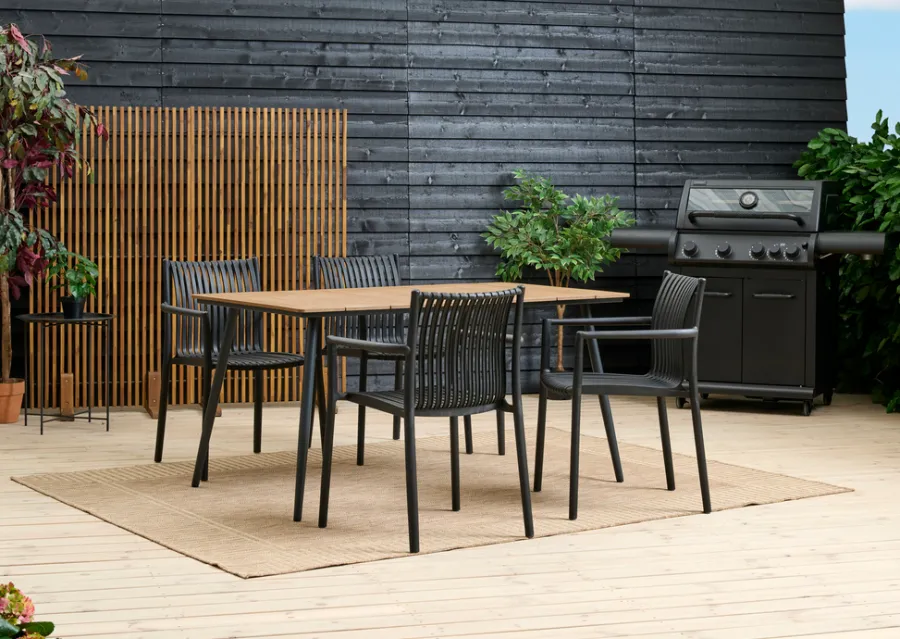 Sunlife® Sæsonafslutning|Haveborde|Havebord Beijing sort/teak 148 x 85 cm - Teak/sort