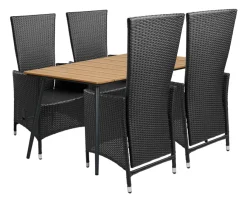 Sunlife® Sæsonafslutning|Haveborde|Havebord Beijing sort/teak 148 x 85 cm - Teak/sort
