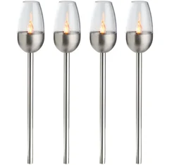 Garden® Sæsonafslutning|Solcellelamper|Havefakler med solceller 38 cm 4-pk. - Metal