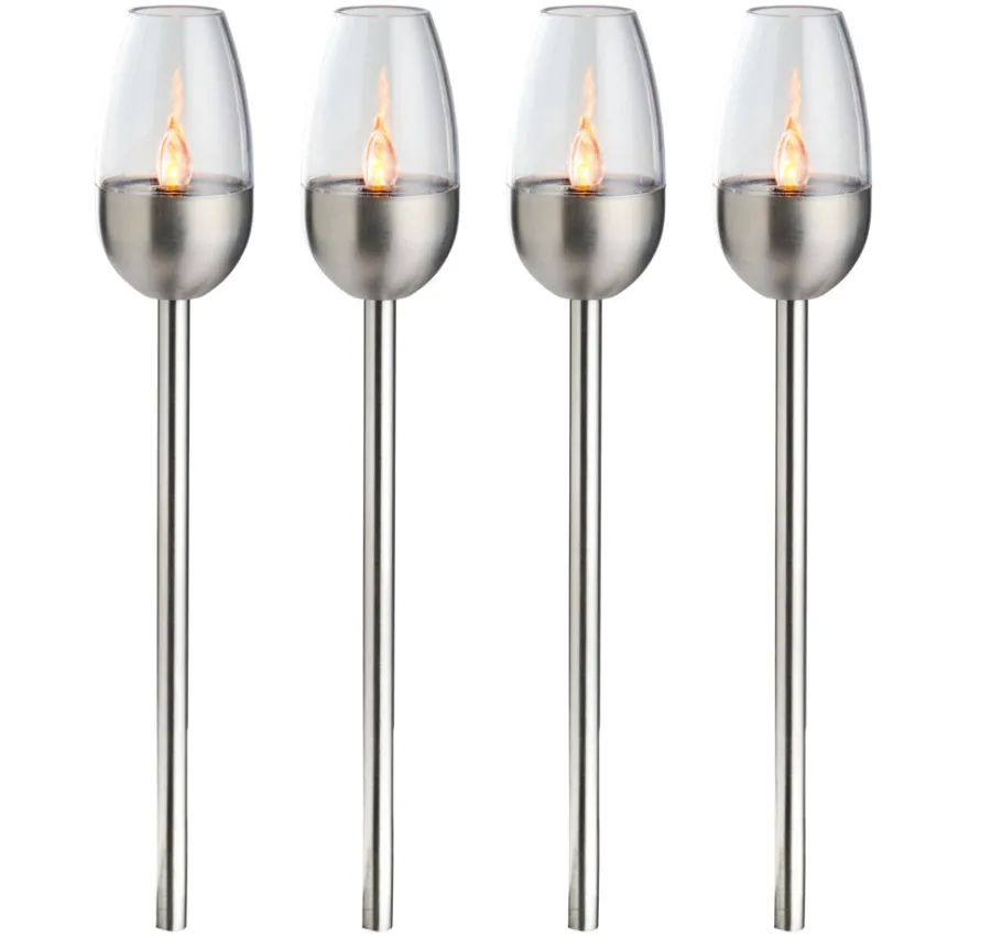 Garden® Sæsonafslutning|Solcellelamper|Havefakler med solceller 38 cm 4-pk. - Metal