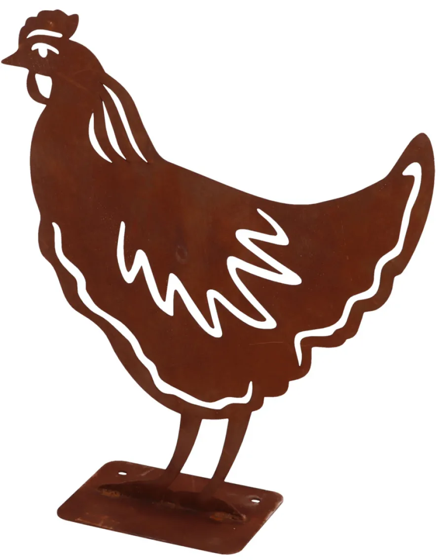Gardenlife Land Lys & Havedekorationer|Havefigur høne H28,8 cm Rust
