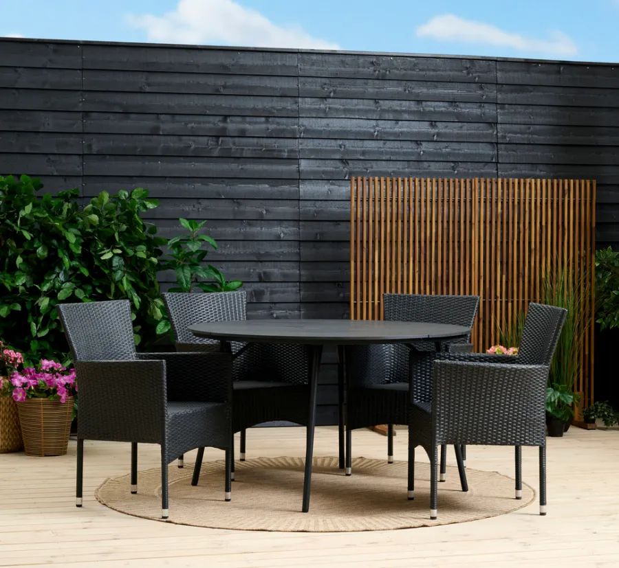 Sunlife® Sæsonafslutning|Havestole|Havestol Bangkok i metal og sort polyrattan -