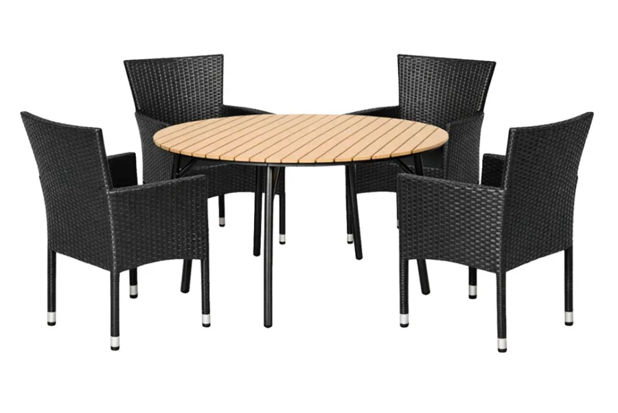 Sunlife® Sæsonafslutning|Havestole|Havestol Bangkok i metal og sort polyrattan -