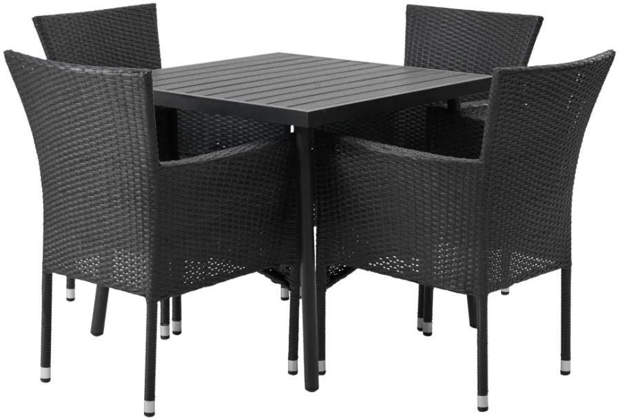 Sunlife® Sæsonafslutning|Havestole|Havestol Bangkok i metal og sort polyrattan -