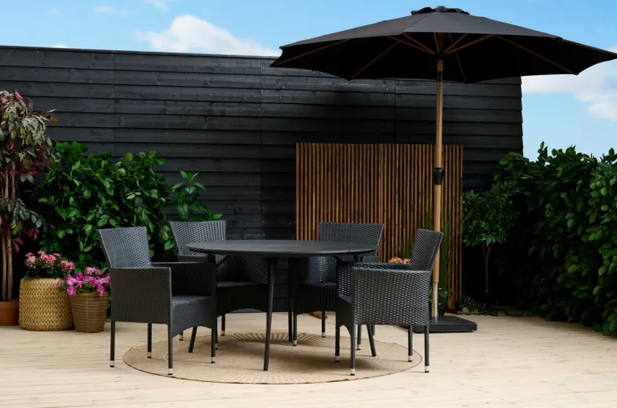 Sunlife® Sæsonafslutning|Havestole|Havestol Bangkok i metal og sort polyrattan -
