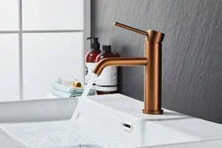 Håndvaskarmatur|Håndvaskarmatur Slim vinkel kobberfinish