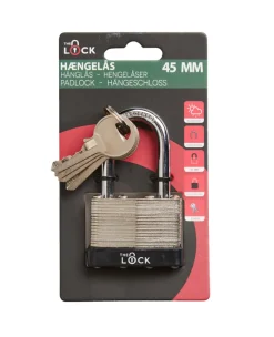 The lock Hængelåse|Hængelås Heavy Duty m/fire nøgler 45 mm Sølv