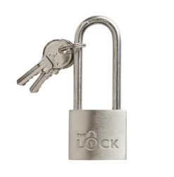 The lock Hængelåse|Hængelås m/to nøgler lang model 40 mm rustfrit stål Sølv