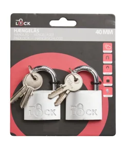 The lock Hængelåse|Hængelås m/to nøgler 40 mm aluminium - 2-pk. Sølv