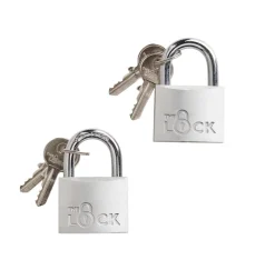 The lock Hængelåse|Hængelås m/to nøgler 40 mm aluminium - 2-pk. Sølv