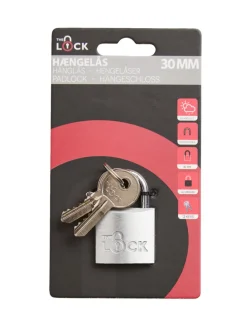 The lock Hængelåse|Hængelås m/to nøgler 30 mm aluminium Sølv