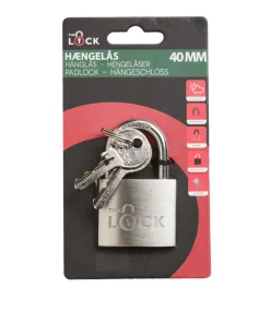The lock Hængelåse|Hængelås m/to nøgler 40 mm rustfrit stål Sølv