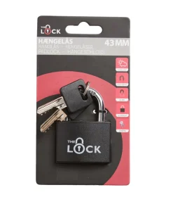 The lock Hængelåse|Hængelås m/to nøgler 43 mm aluminium Sort