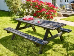HORTUS Bord/Bænkesæt|bord-/bænkesæt fyrretræ sort 177 x 155 cm sort (grundmalet)