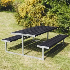 HORTUS Bord/Bænkesæt|LOKE bord-/bænkesæt sort 180 x 177 cm sort grundmaling