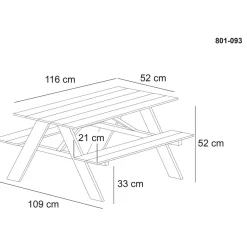 HORTUS Bord/Bænkesæt|model A bord-/bænkesæt til børn nonwood/aluminium sort