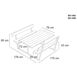 HORTUS Bord/Bænkesæt|SIF bord-/bænkesæt sort 175 x 180 cm Grundmalet sort