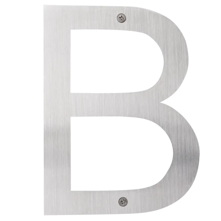 Husnumre & -Bogstaver|Husbogstav B rustfrit stål 25 cm