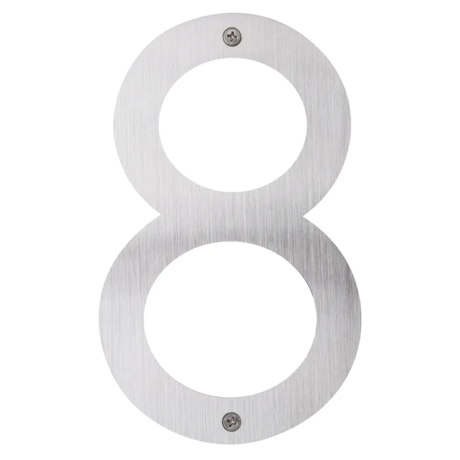 Husnumre & -Bogstaver|Husnummer 8 rustfrit stål 25 cm