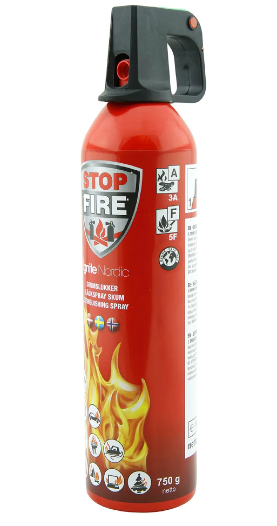 Ignite Nordic Røgalarmer & Brandslukkere|skumslukker 750 ml Rød