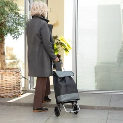 Rejseartikler|Indkøbstrolley med hjul sort/grå