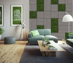 Jangal Grønne Vægpaneler|Akustikpaneler & Tilbehør|Modular Wall mospanel 52 x 52 cm - Dark Green Dark Green Moss